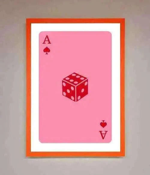 Ace Of Spades Framed Wall Art in Pink - Stylish Poker Decor Home Decor