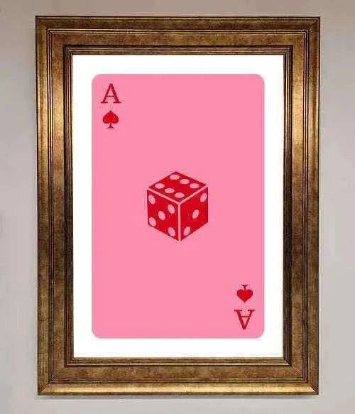 Ace Of Spades Framed Wall Art in Pink - Stylish Poker Decor Home Decor