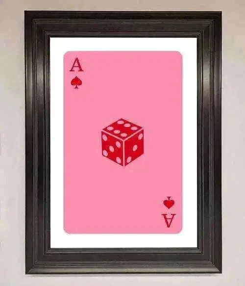 Ace Of Spades Framed Wall Art in Pink - Stylish Poker Decor Home Decor