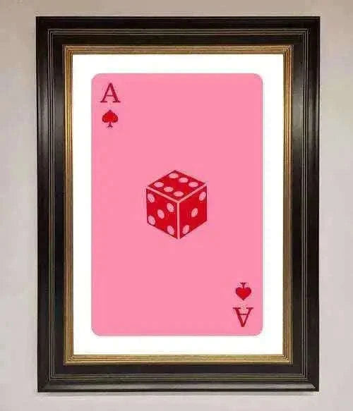 Ace Of Spades Framed Wall Art in Pink - Stylish Poker Decor Home Decor