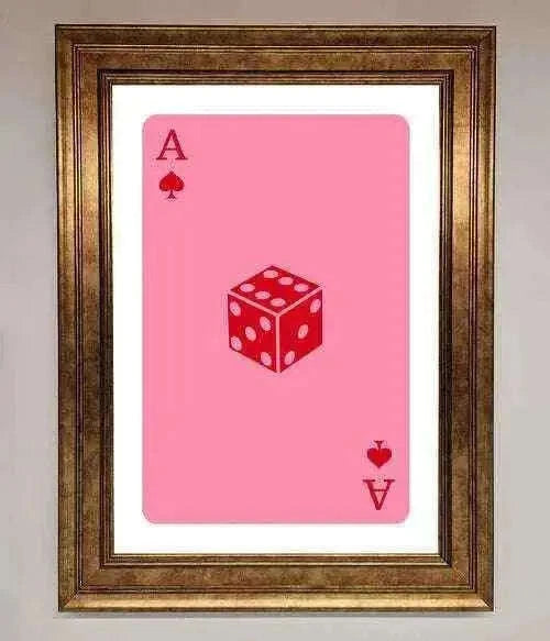 Ace Of Spades Framed Wall Art in Pink - Stylish Poker Decor Home Decor