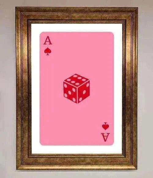 Ace Of Spades Framed Wall Art in Pink - Stylish Poker Decor Home Decor