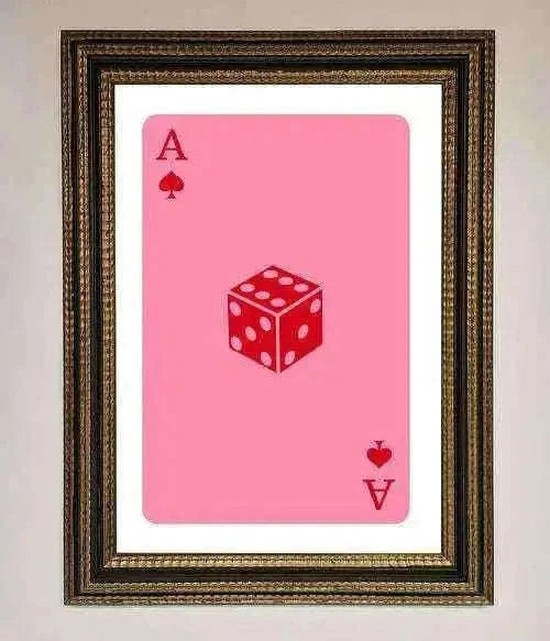 Ace Of Spades Framed Wall Art in Pink - Stylish Poker Decor Home Decor
