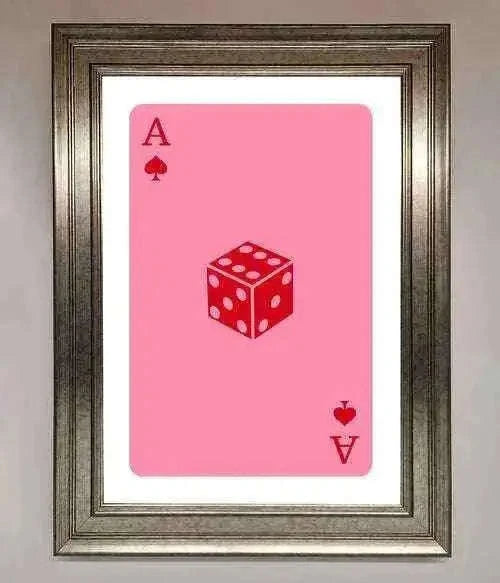 Ace Of Spades Framed Wall Art in Pink - Stylish Poker Decor Home Decor