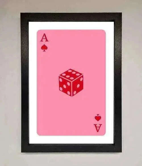 Ace Of Spades Framed Wall Art in Pink - Stylish Poker Decor Home Decor
