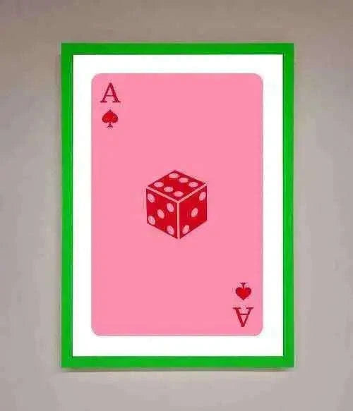 Ace Of Spades Framed Wall Art in Pink - Stylish Poker Decor Home Decor