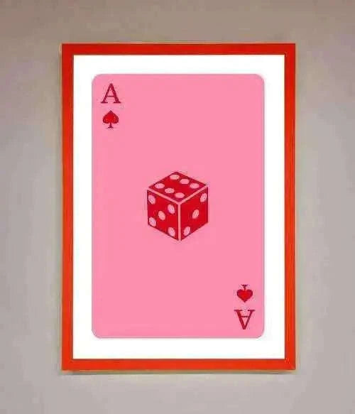 Ace Of Spades Framed Wall Art in Pink - Stylish Poker Decor Home Decor
