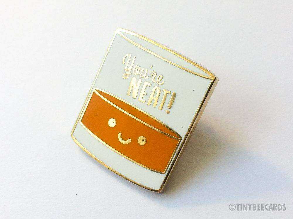 Alcohol Pun Enamel Pin "You're Neat" Stationery & Crafts
