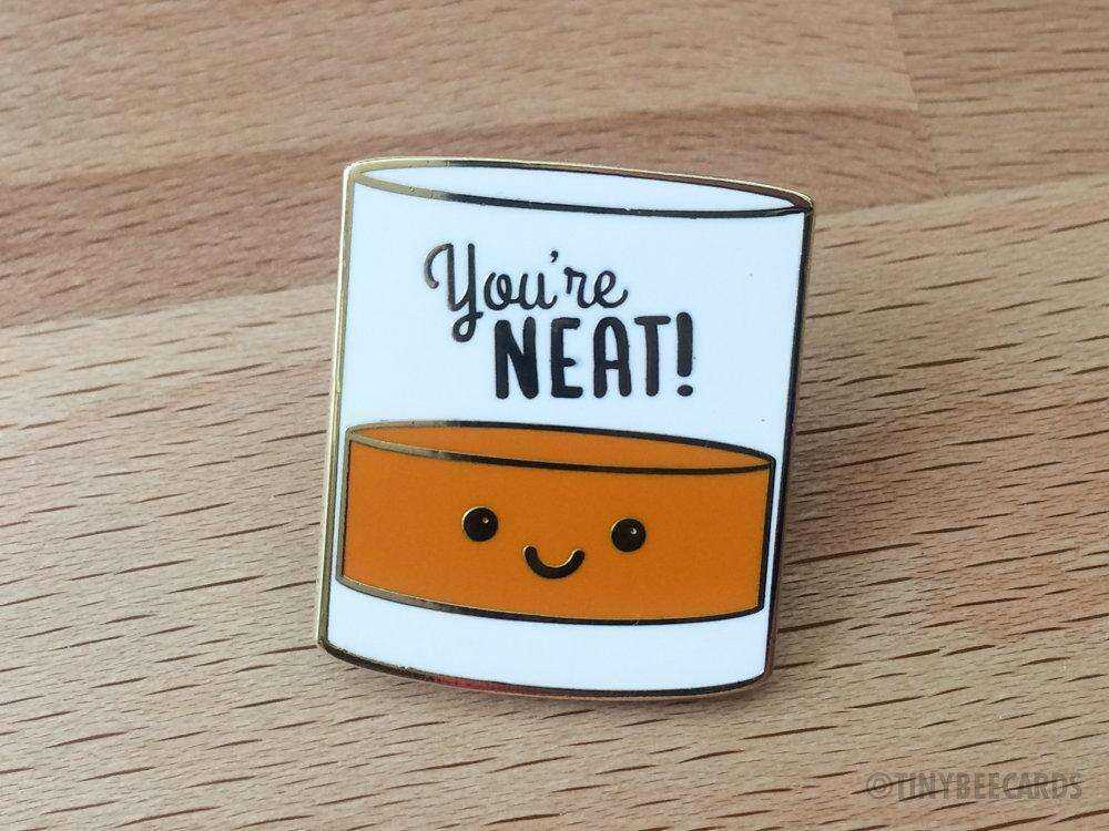 Alcohol Pun Enamel Pin "You're Neat" Stationery & Crafts