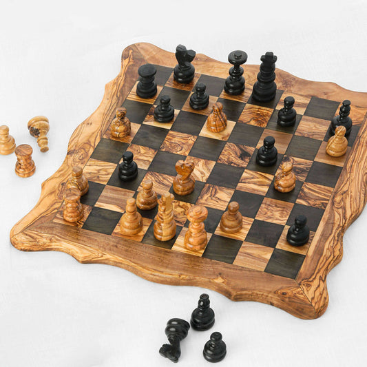 Handcrafted Chess Set with Square Wavy Board Personalized