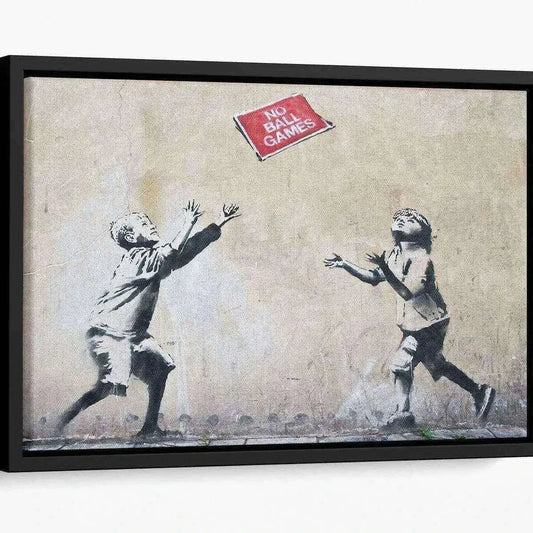Banksy No Ball Games Floating Framed Canvas Home & Garden