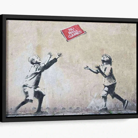 Banksy No Ball Games Floating Framed Canvas Home & Garden