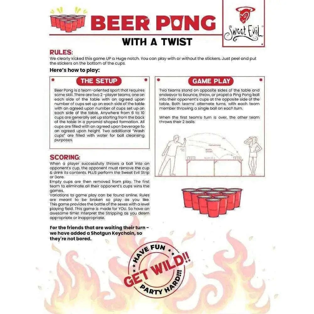 Beer Pong Table Mat Drinking Game - Strip Beer Pong Home & Garden