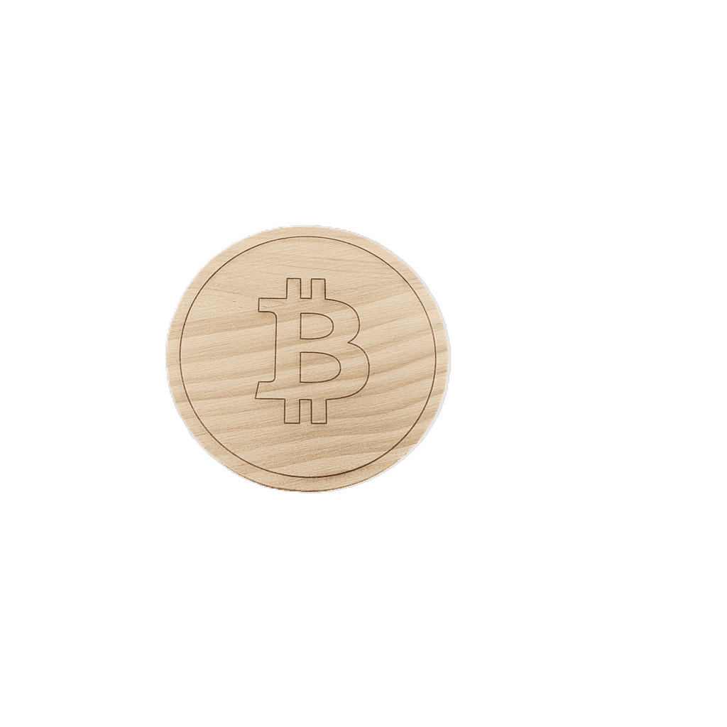 Bitcoin Coaster Set of 4 - Round apricot wood Home Decor