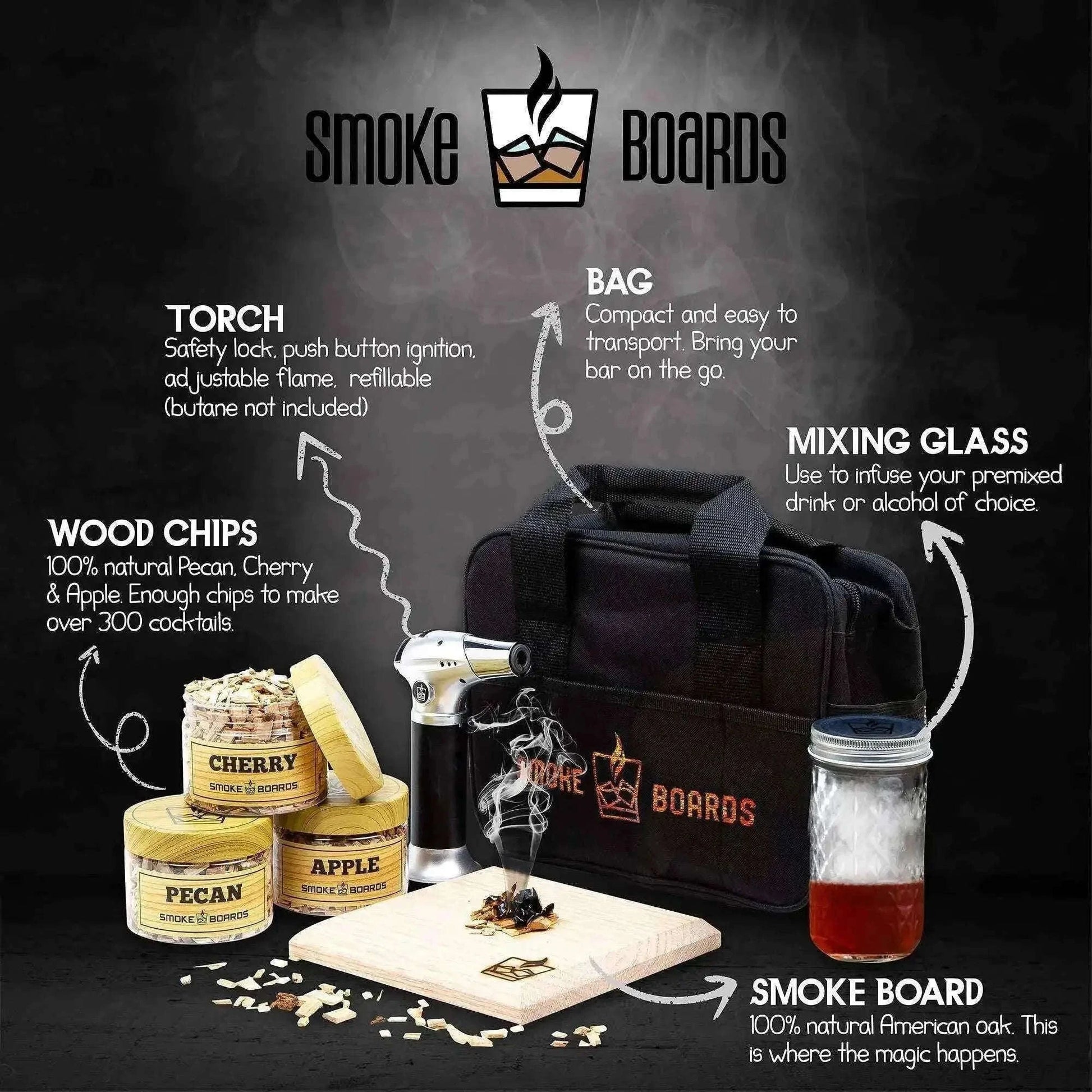 Cocktail Smoker Kit with Torch for Smoking Bourbon Whiskey cocktails Drinkware