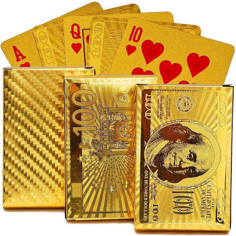 Golden Playing Cards Deck Plastic Gold Foil Poker Home & Garden