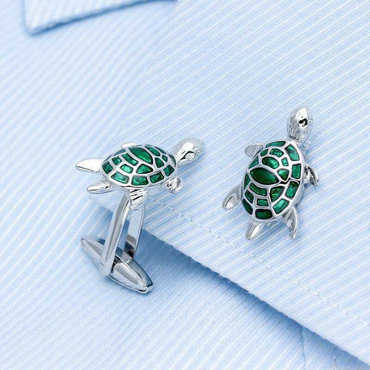 Green Turtle Cufflinks - Stylish Ocean-Inspired Accessories Cufflinks