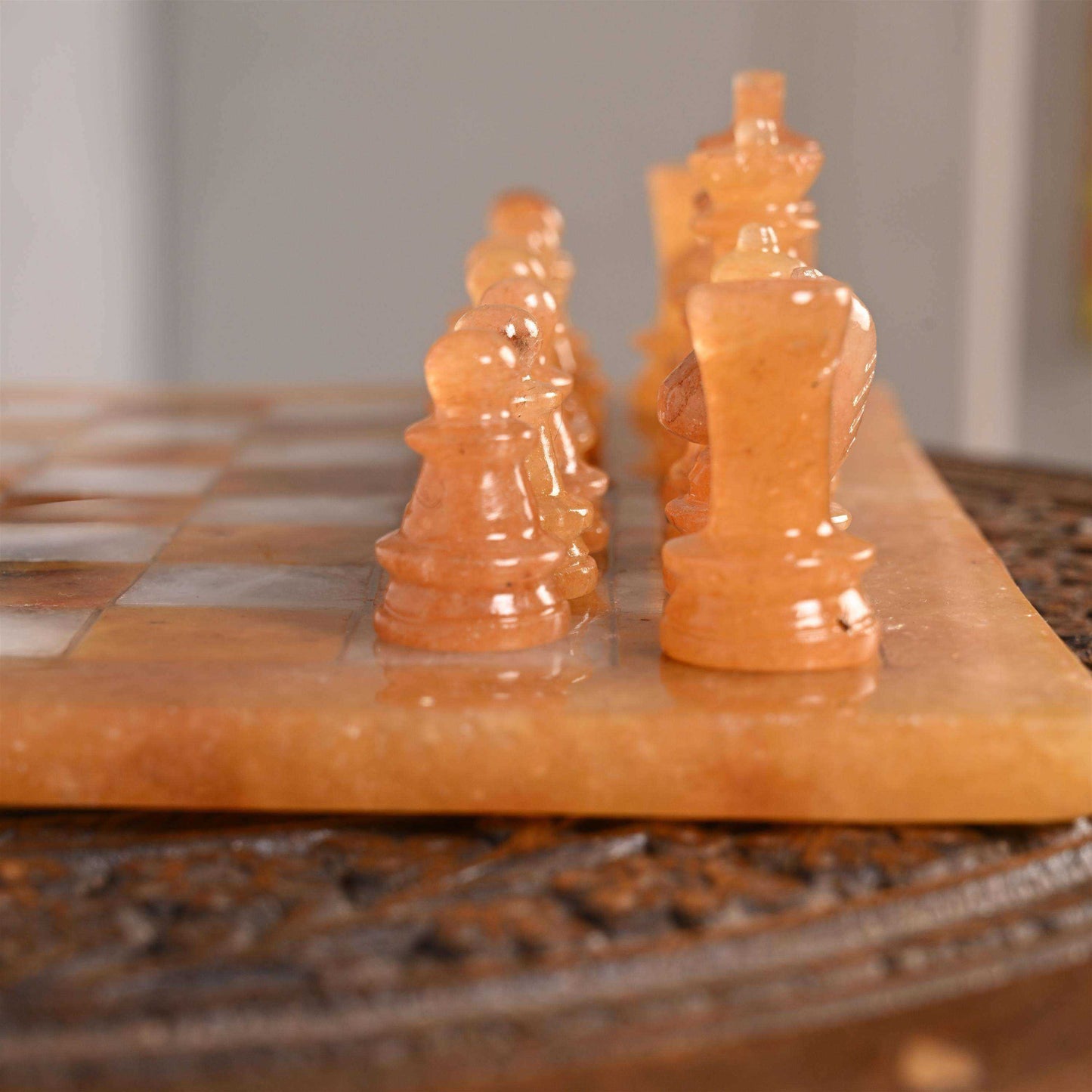 Handcrafted Chess Set With Yellow Aventurine & White Quartz Board Home & Garden