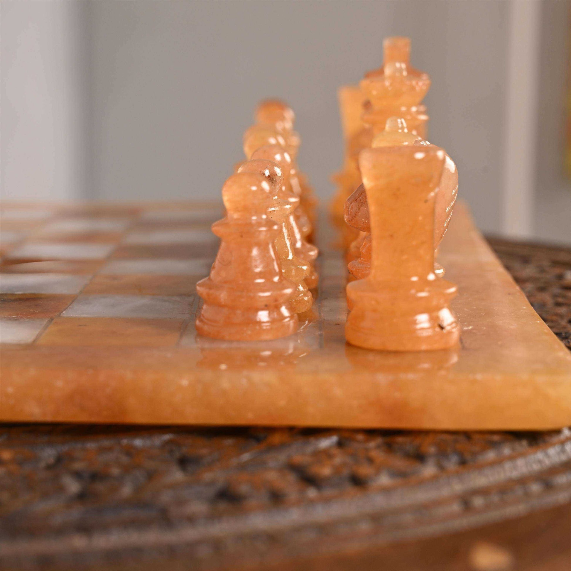 Handcrafted Chess Set With Yellow Aventurine & White Quartz Board Home & Garden