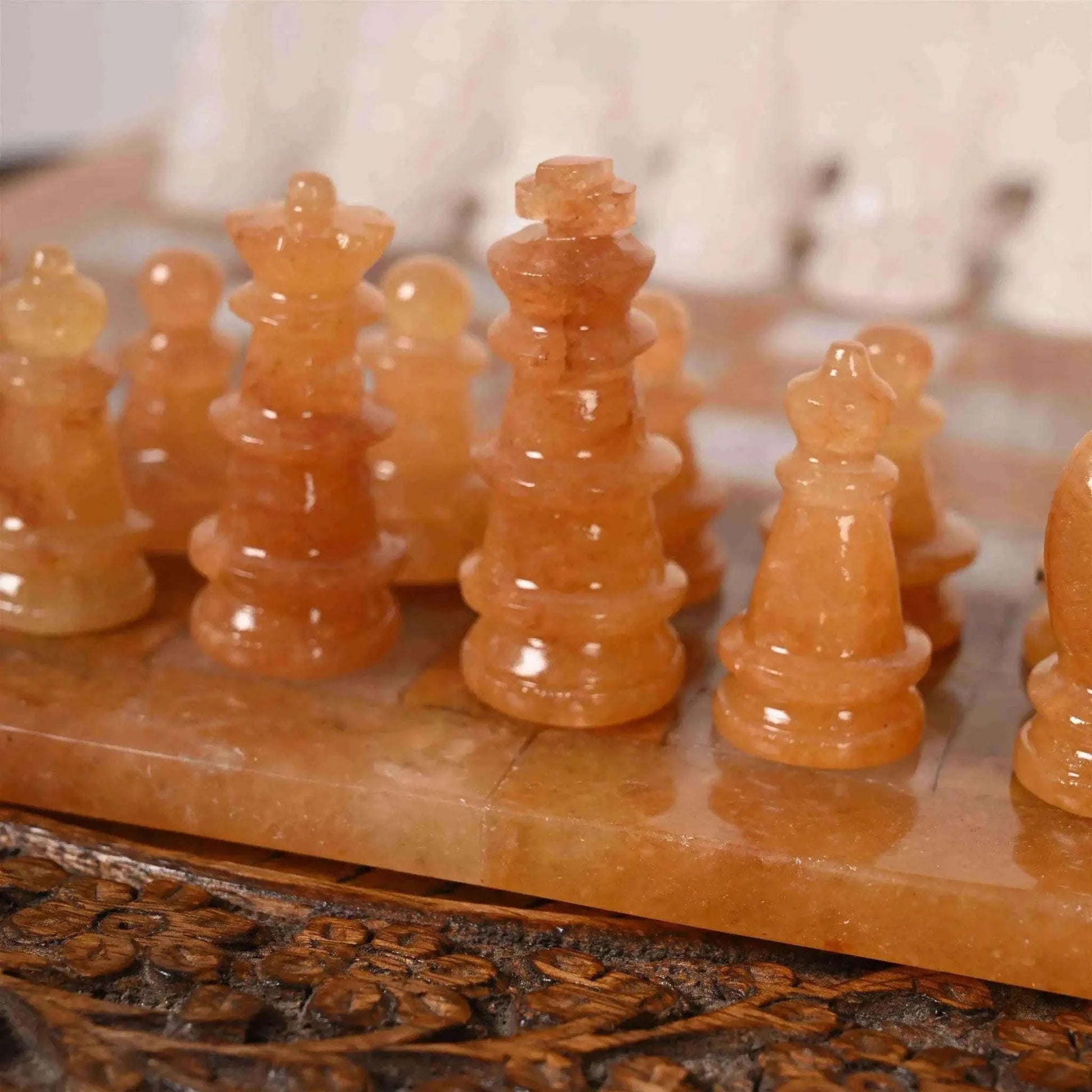 Handcrafted Chess Set With Yellow Aventurine & White Quartz Board Home & Garden