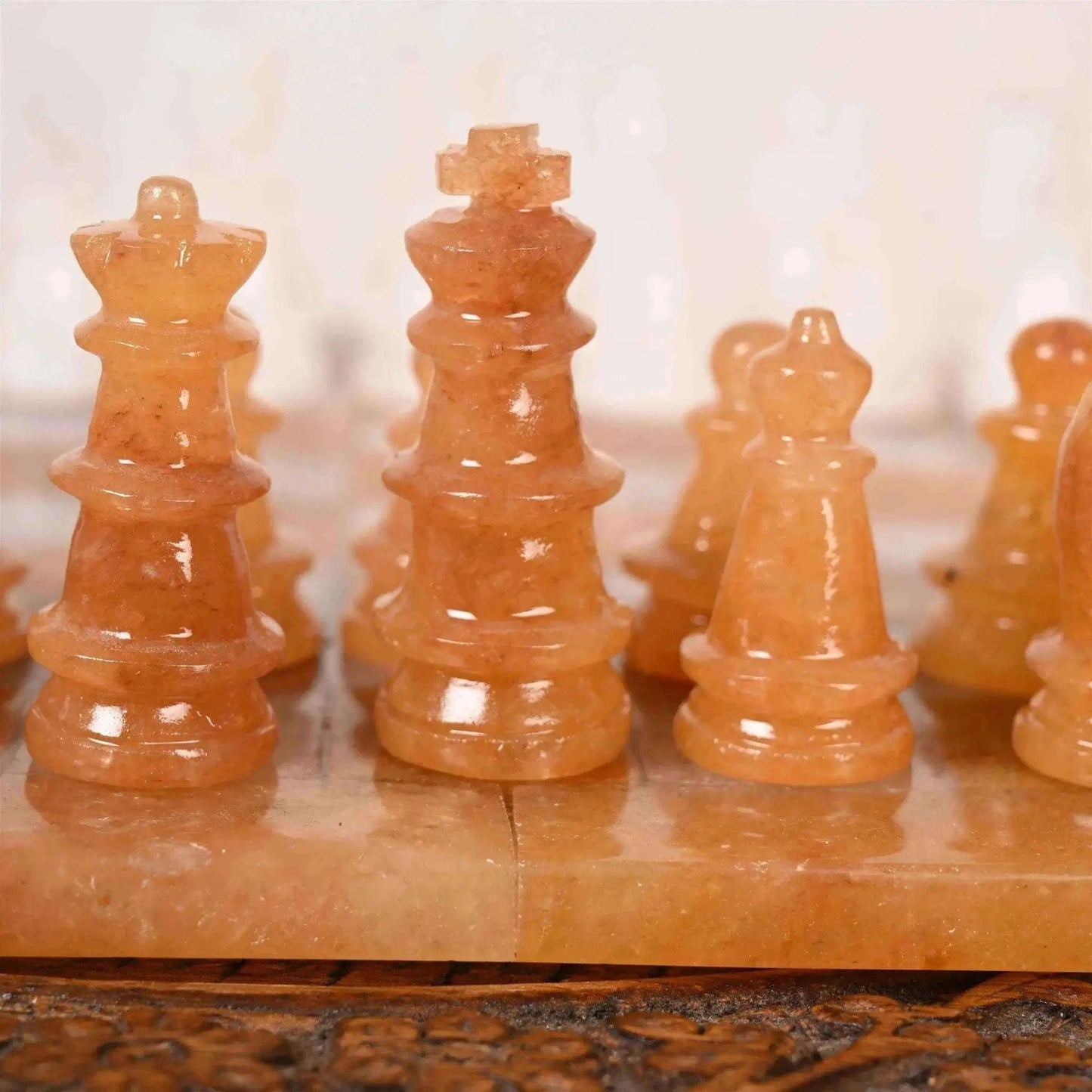 Handcrafted Chess Set With Yellow Aventurine & White Quartz Board Home & Garden