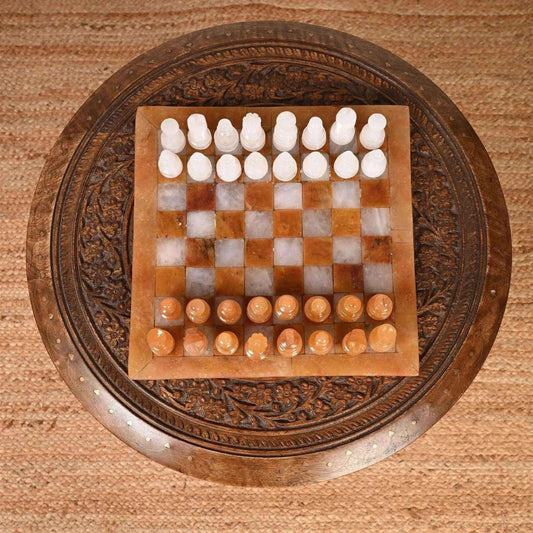 Handcrafted Chess Set With Yellow Aventurine & White Quartz Board Home & Garden