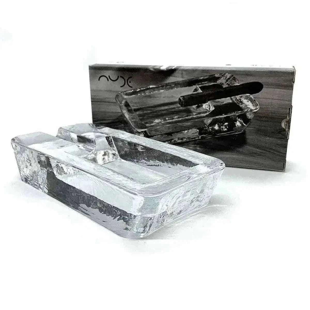 Handmade Crystal Glass Ashtray - Windproof Design and Heavyweight Home Decor