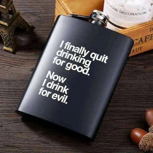 I Finally Quit Drinking Flask - Hilarious Gift for Sobriety Celebrations Drinkware