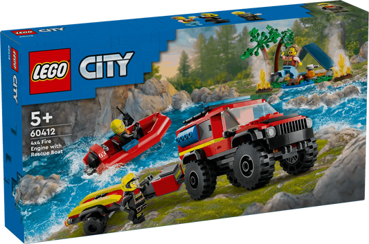 Lego City 4x4 Fire Truck with Rescue Boat Toys & Games > Toys > Construction Toys > Interlocking Blocks > LEGO > LEGO City