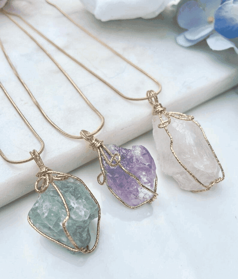 Natural Gemstone Chakra Necklace - Energy Healing Crystal Pendant Tech Accessories