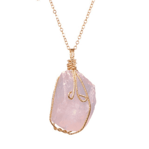 Natural Gemstone Chakra Necklace - Energy Healing Crystal Pendant Rose Quartz Tech Accessories