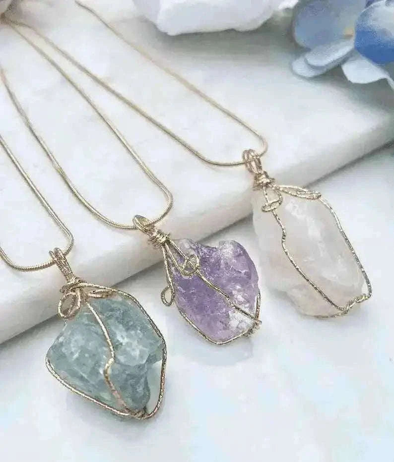Natural Gemstone Chakra Necklace - Energy Healing Crystal Pendant Tech Accessories