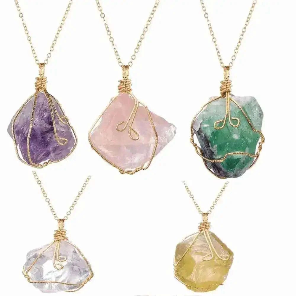 Natural Gemstone Chakra Necklace - Energy Healing Crystal Pendant Tech Accessories