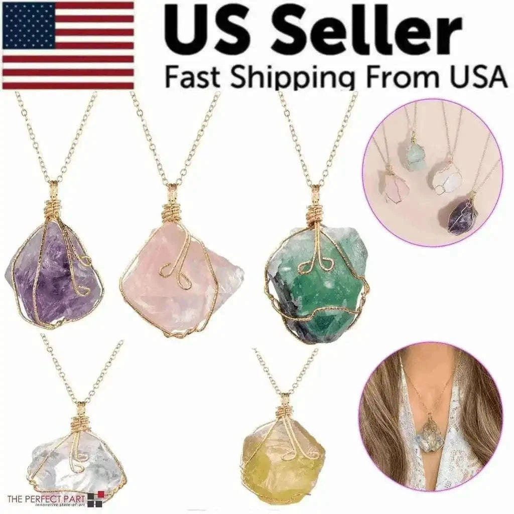 Natural Gemstone Chakra Necklace - Energy Healing Crystal Pendant Tech Accessories
