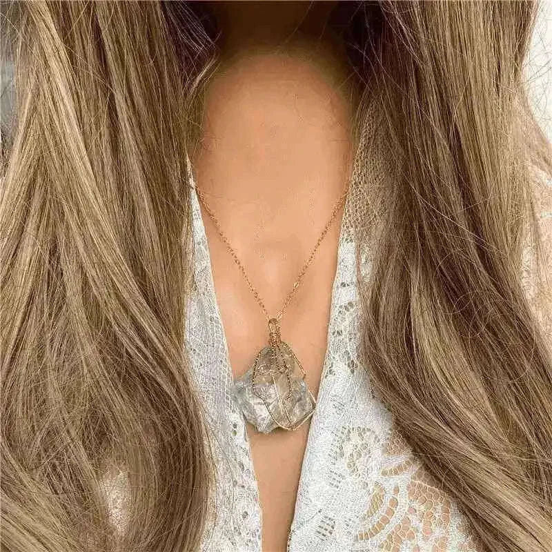 Natural Gemstone Chakra Necklace - Energy Healing Crystal Pendant Tech Accessories