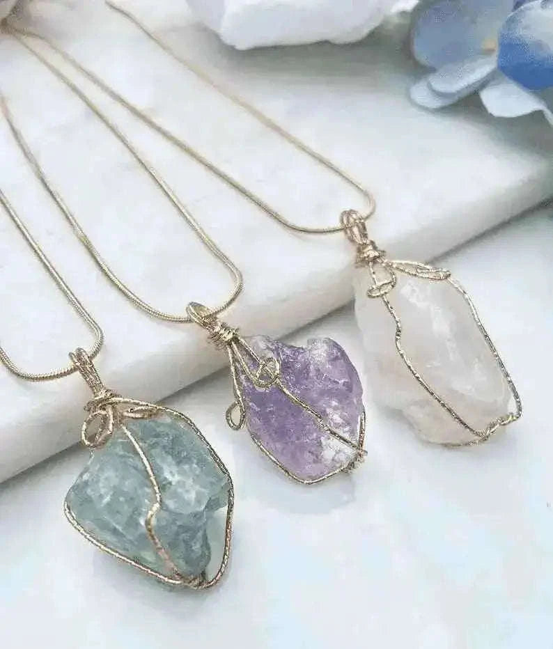 Natural Gemstone Chakra Necklace - Energy Healing Crystal Pendant Tech Accessories