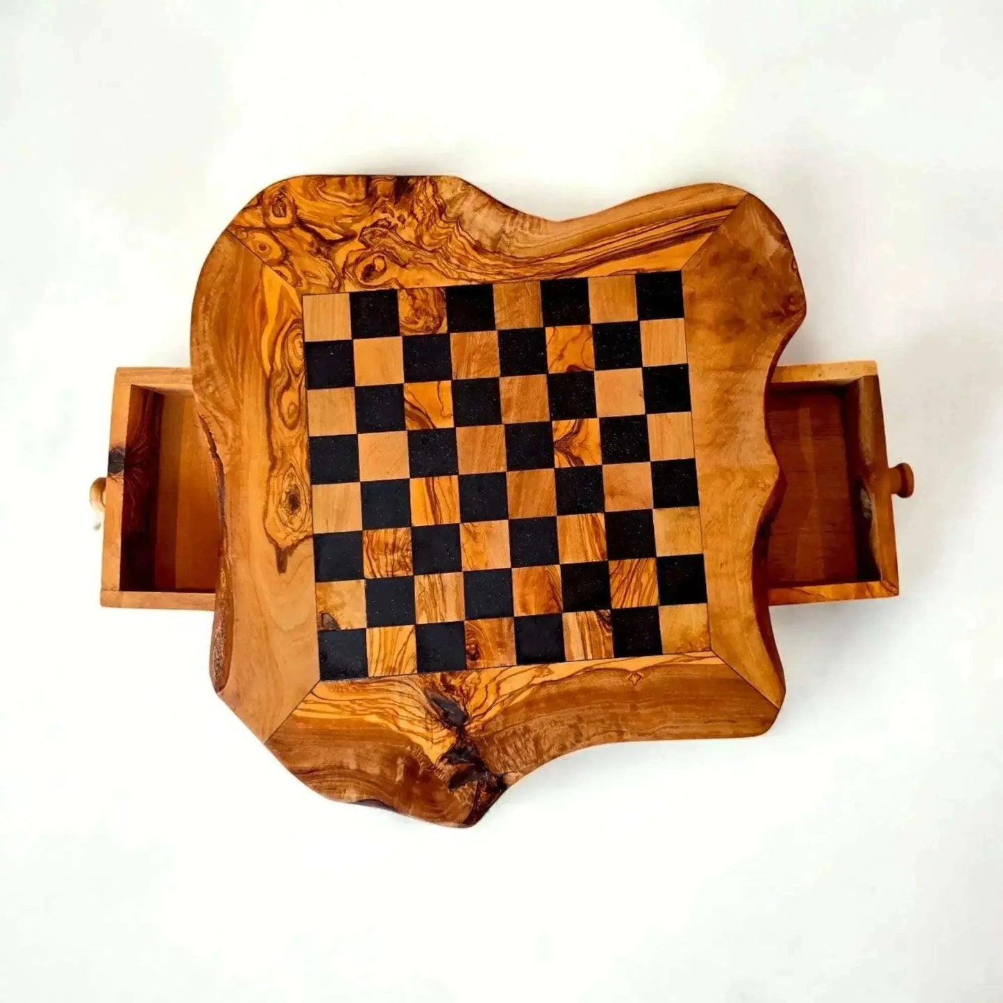 Olive Wood Chess Board with Two Drawers