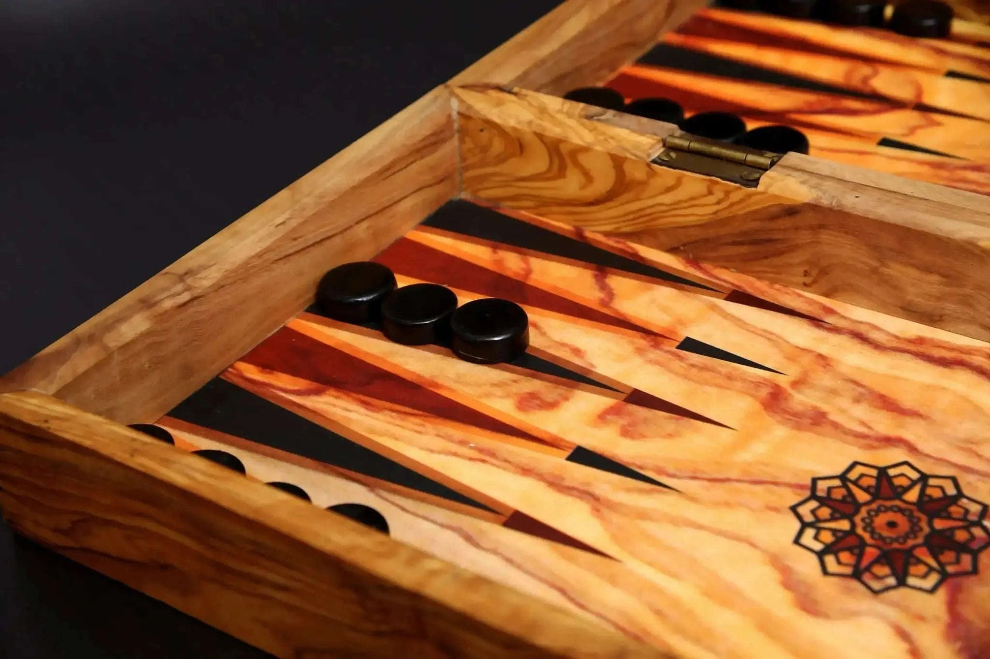 Olive Wood Handcrafted Backgammon And Chess Set