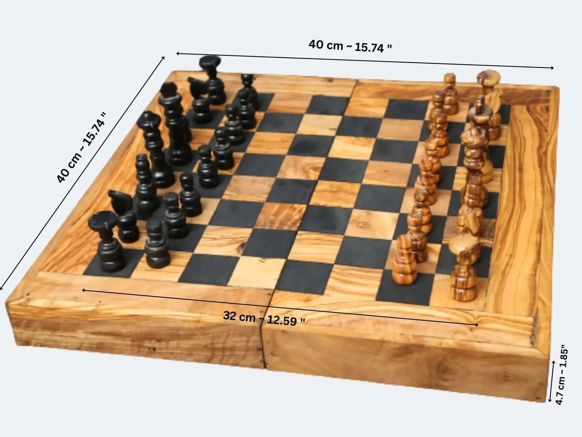 Olive Wood Handcrafted Backgammon And Chess Set