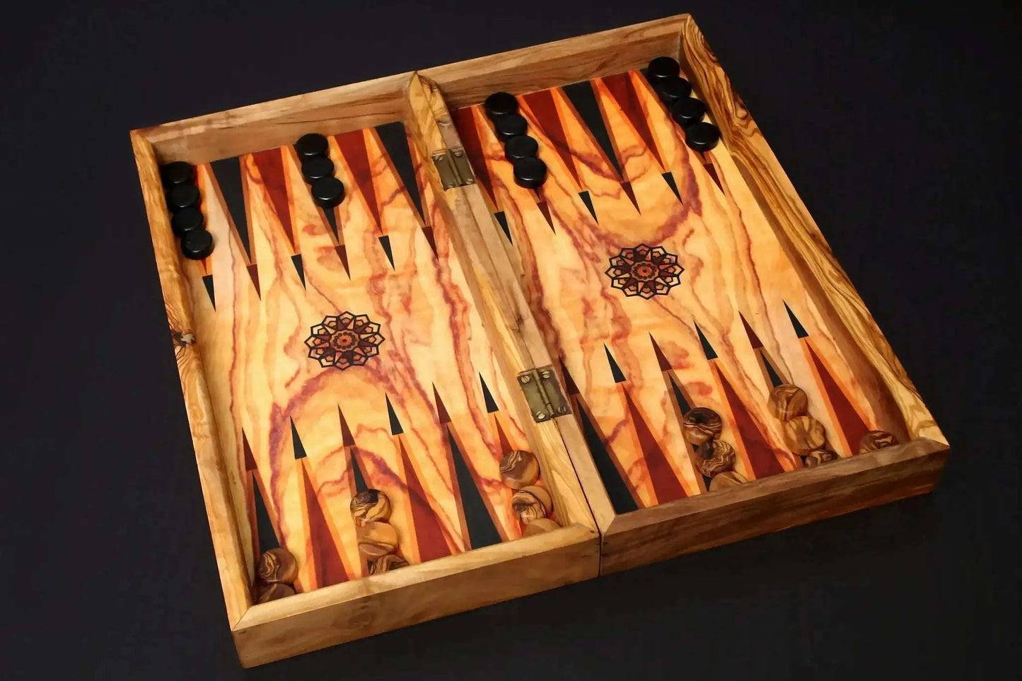Olive Wood Handcrafted Backgammon And Chess Set