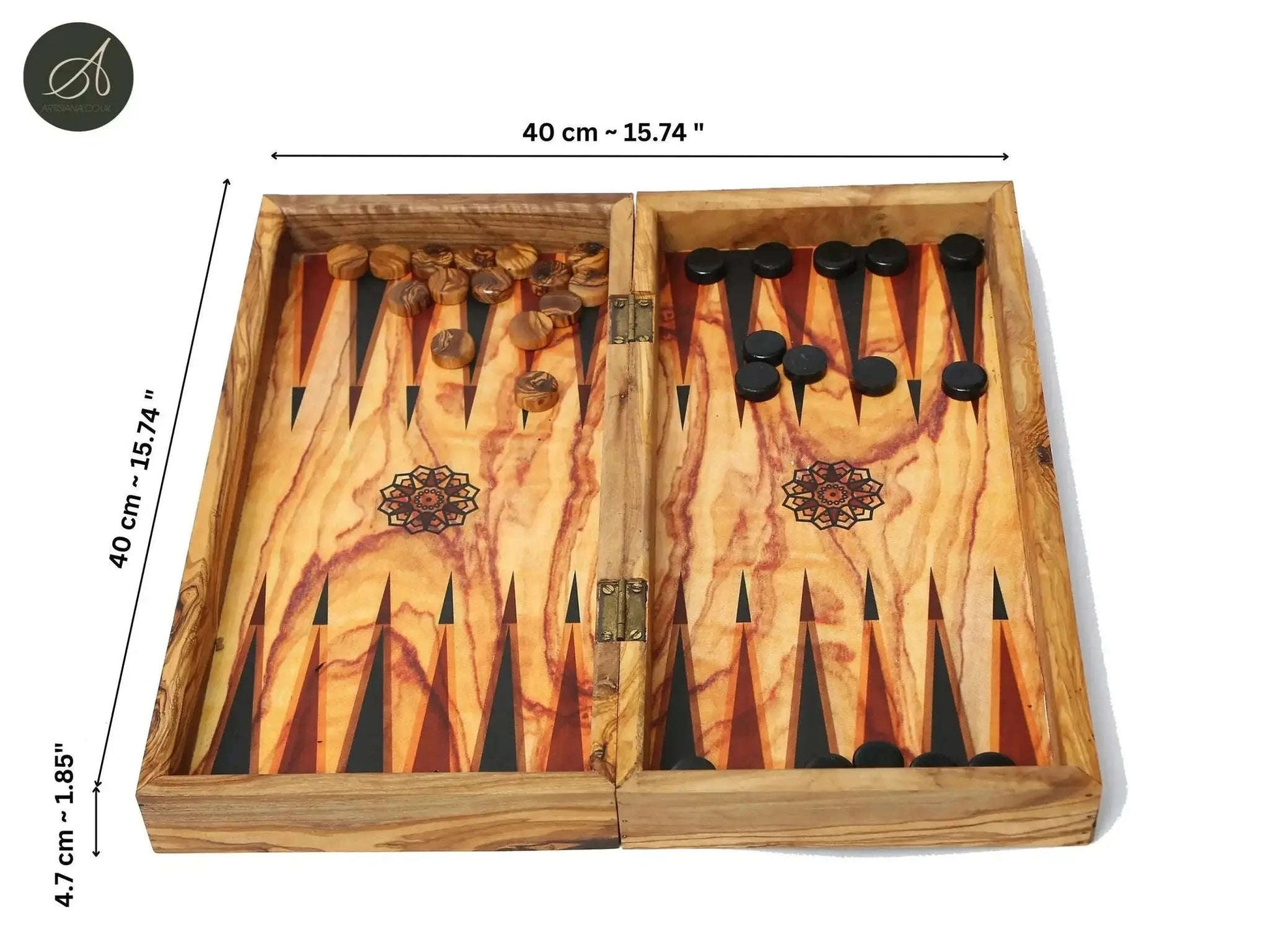 Olive Wood Handcrafted Backgammon And Chess Set