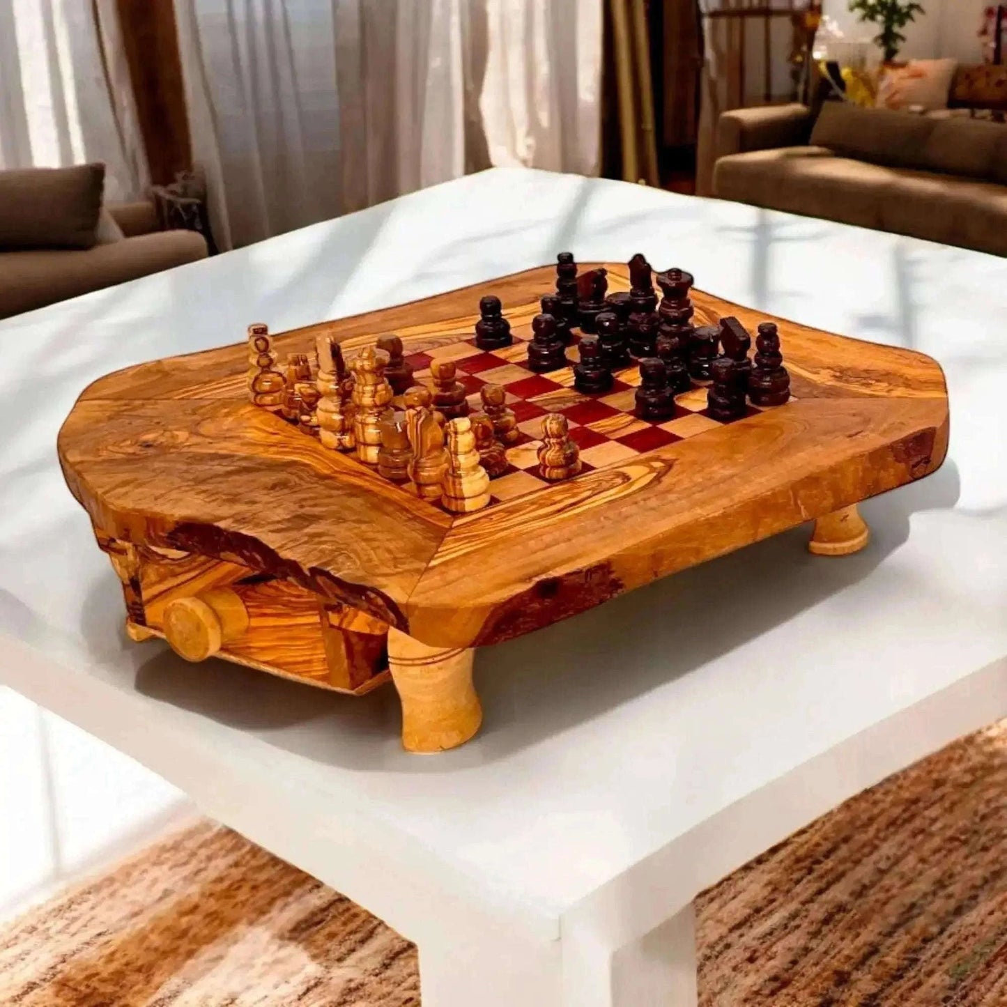 Olive Wood Wooden Handcrafted Chess Board Set Wood