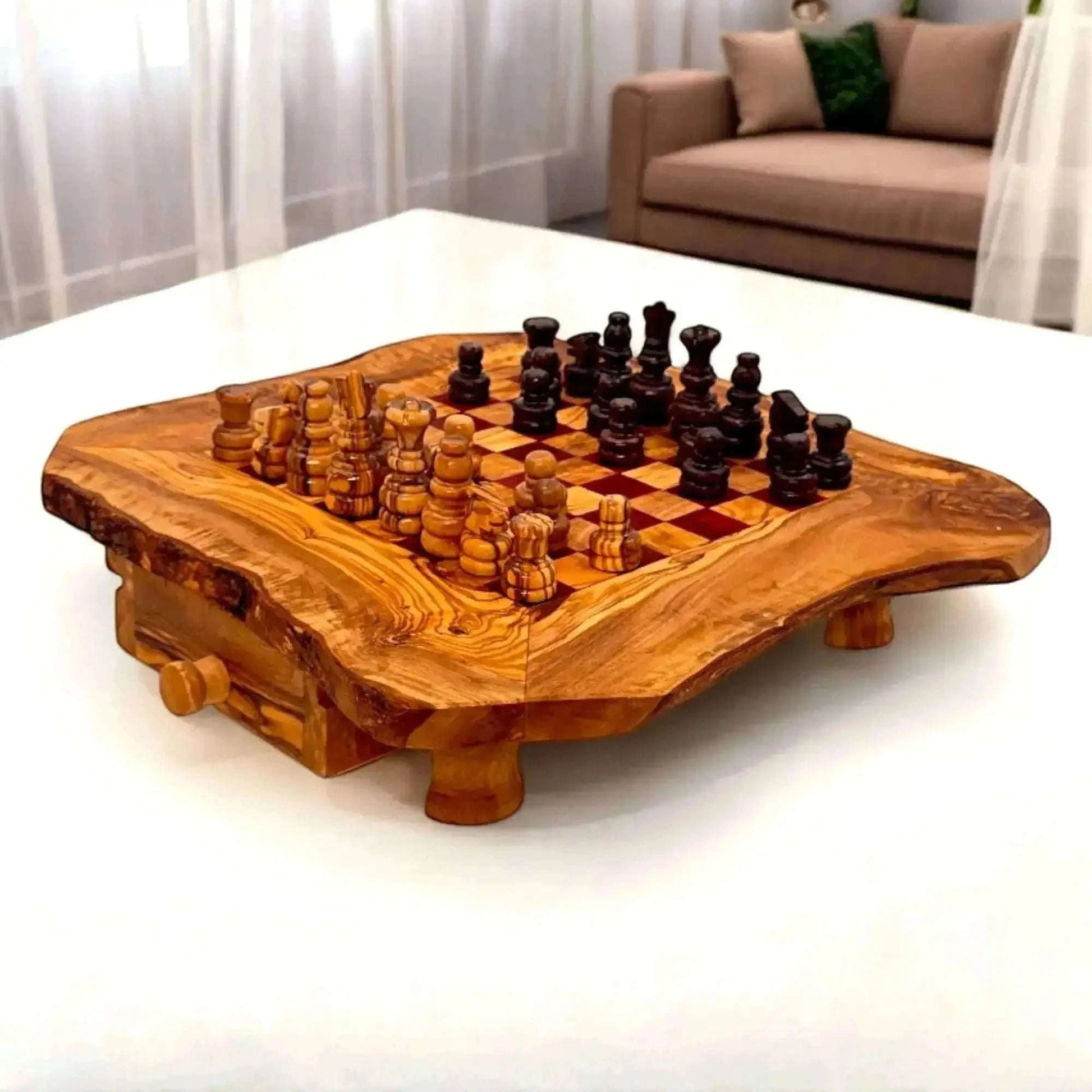 Olive Wood Wooden Handcrafted Chess Board Set Wood