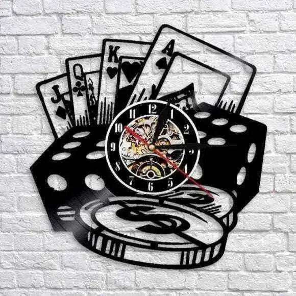 Poker Player Wall Clock - Recycled Vinyl Record Design Home & Garden