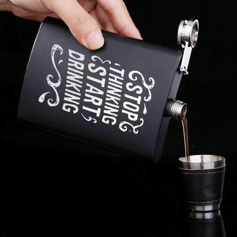 Stop Thinking Start Drinking Flask - Perfect for Every Adventure Drinkware