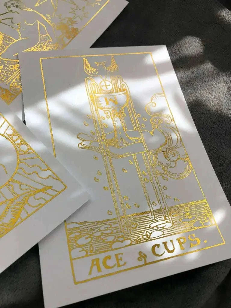Tarot Card Foil Prints White/Gold - Set of 4 Home Decor