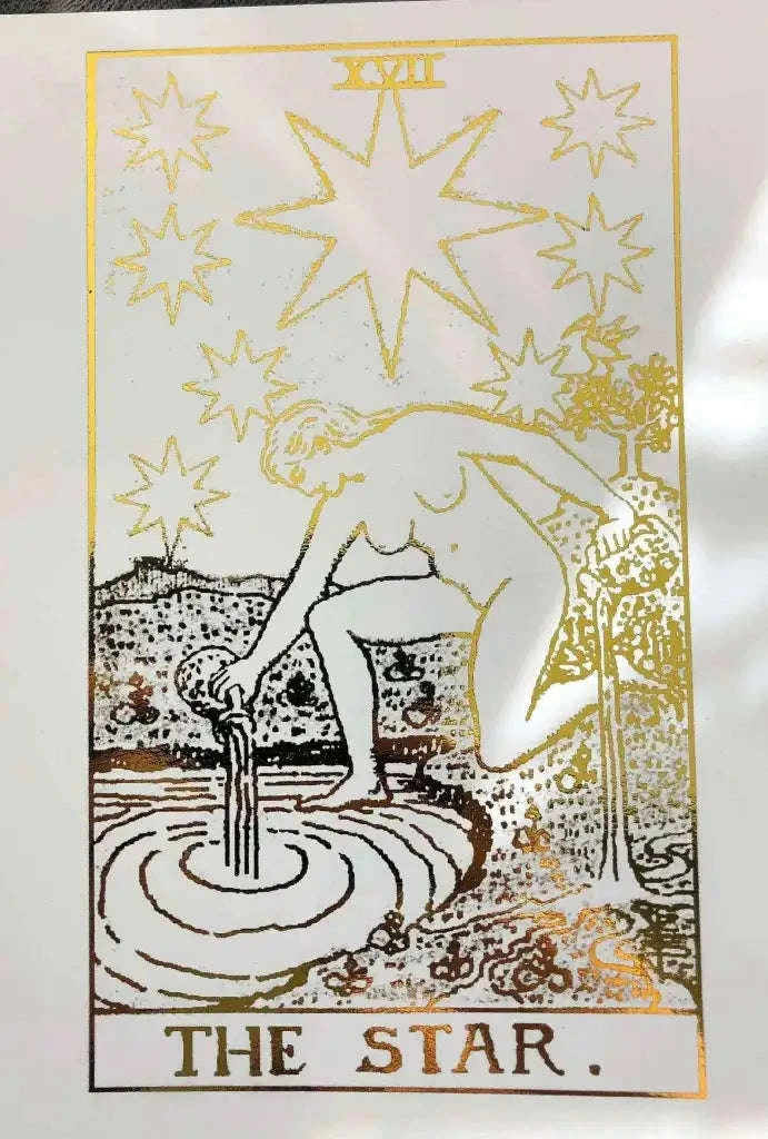 Tarot Card Foil Prints White/Gold - Set of 4 Home Decor