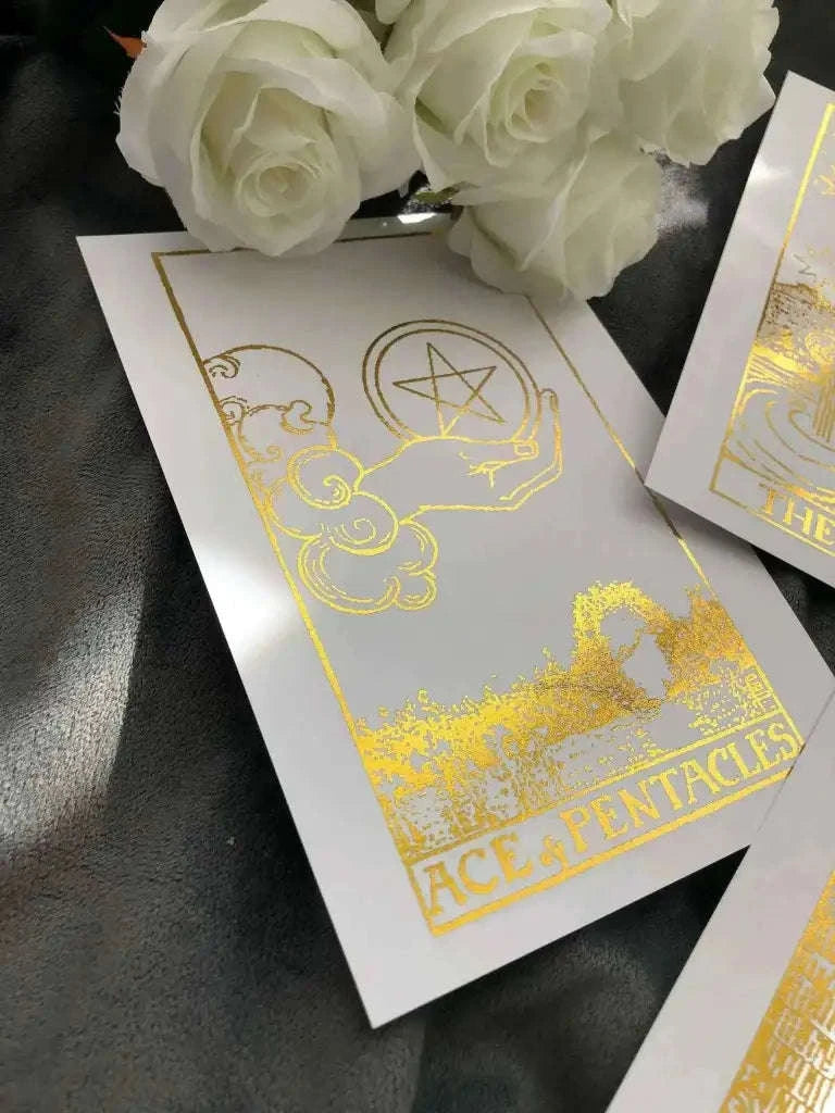 Tarot Card Foil Prints White/Gold - Set of 4 Home Decor