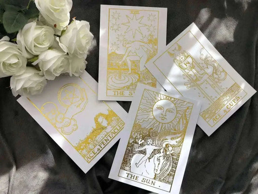 Tarot Card Foil Prints White/Gold - Set of 4 Home Decor