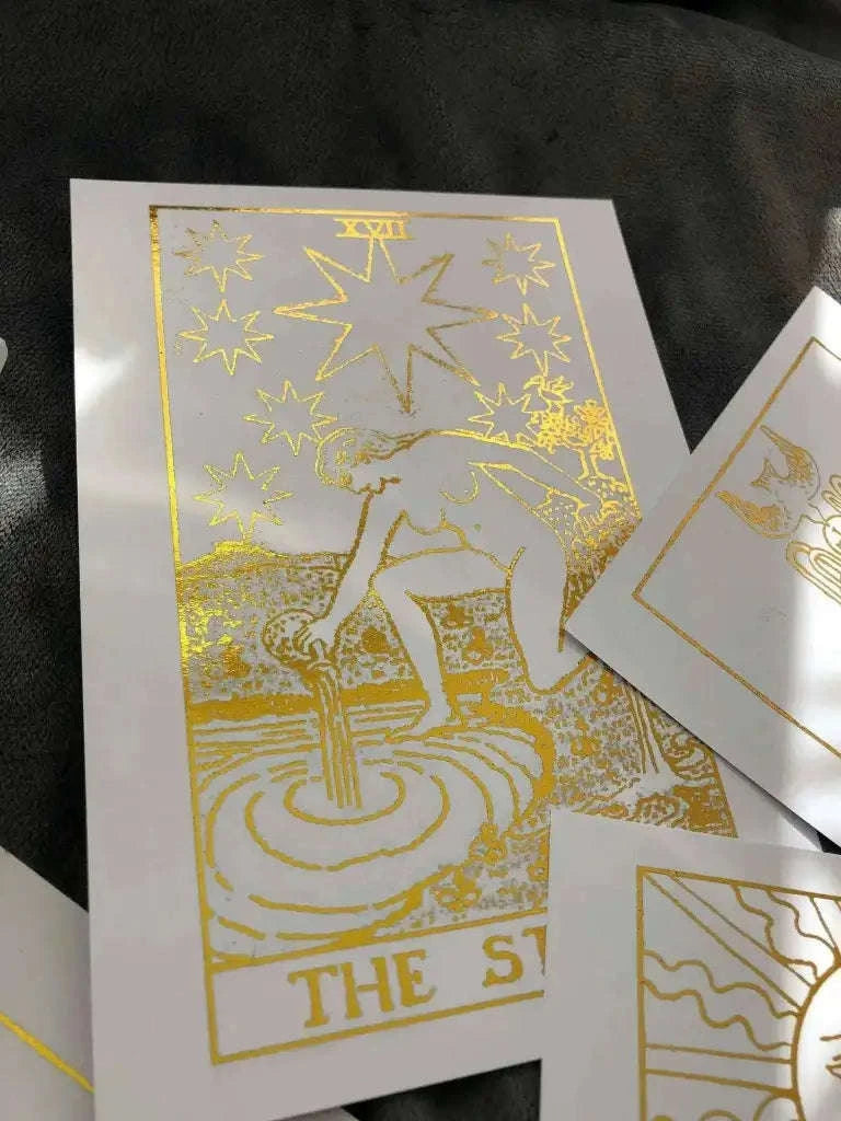 Tarot Card Foil Prints White/Gold - Set of 4 Home Decor